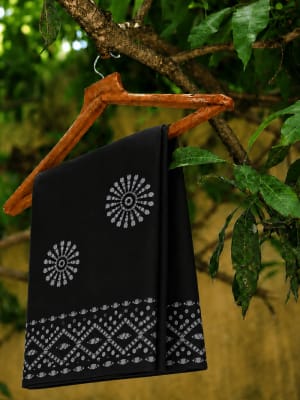 Batik Printed Saree Black 
