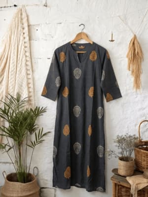 Charcoal Grey Cotton Kurti
