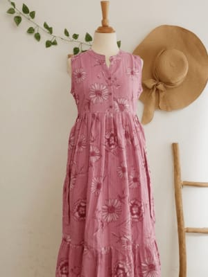 Pink Floral Tiered Frock