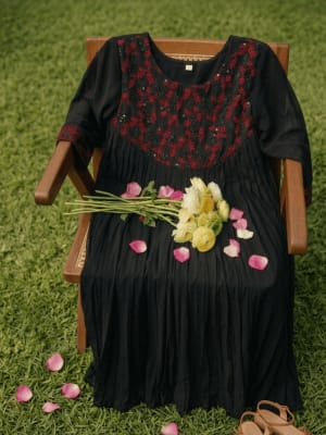 Black Georgette A-Line Top