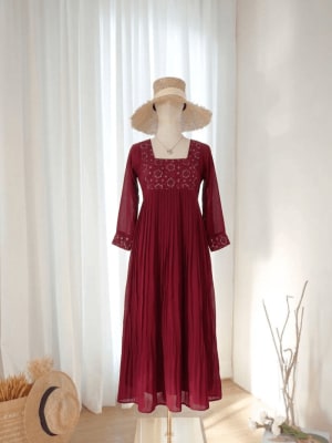 Maroon Georgette A-Line Top