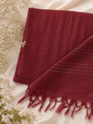 Deep Maroon Textured  Saree