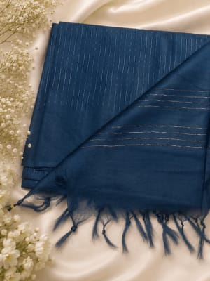 Navy Blue Textured Saree