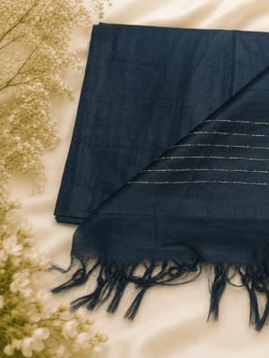 Midnight Blue Textured Saree