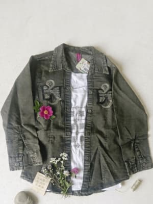 Green Layered Jacket Set