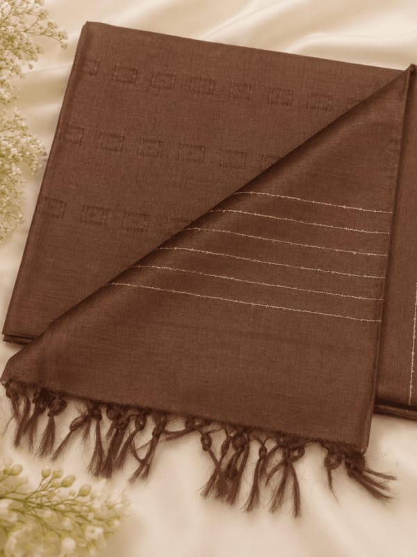 Mocha Brown Textured Saree