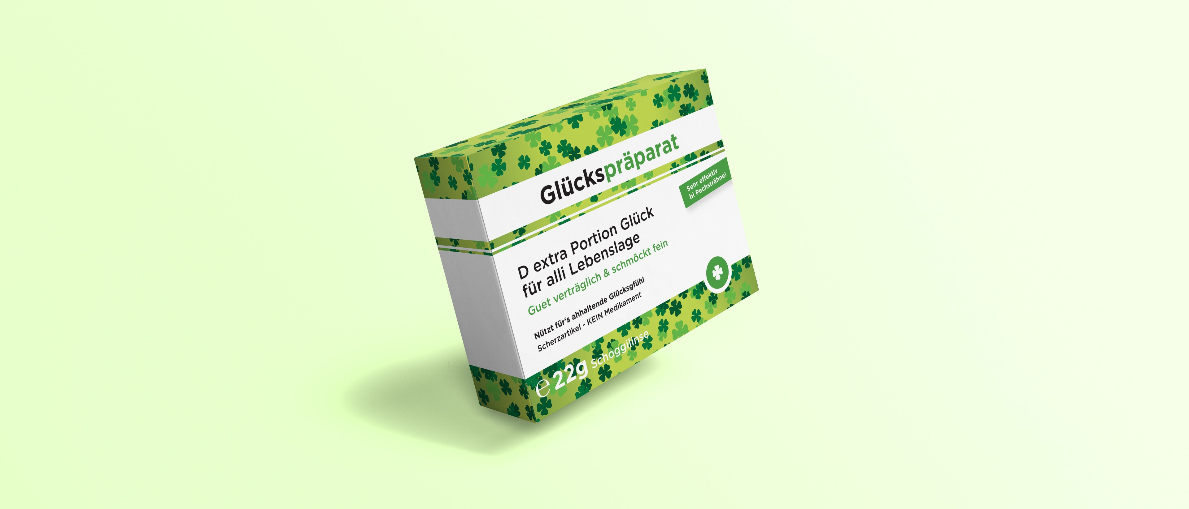 Design der "Glückspräparat" Scherztablette