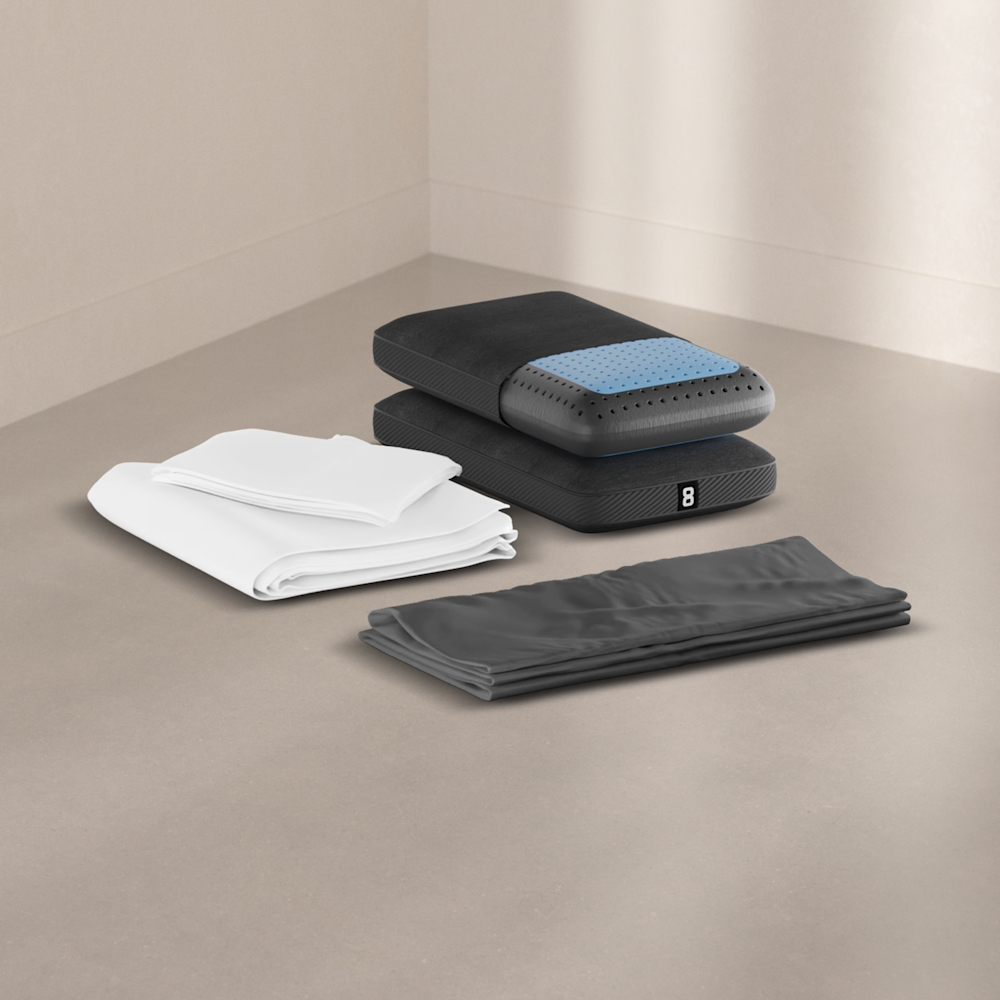 The Sleep Essentials Bundle laid out on a studio floor.