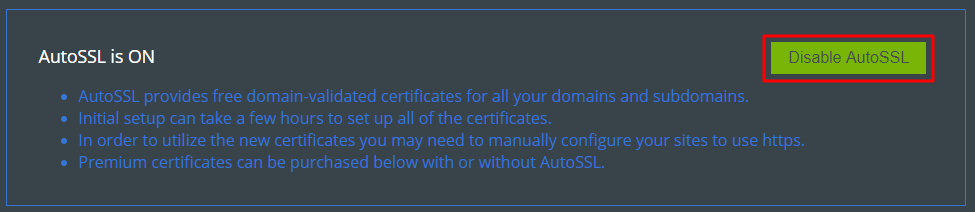 Disable AutoSSL