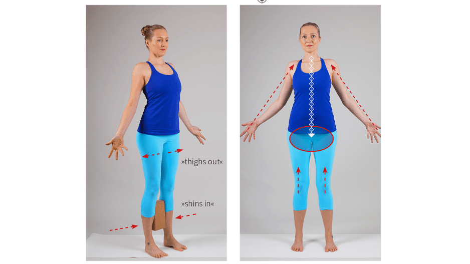 Muskuläre Energie im Anusara Yoga Frau zeigt Muskuläre Energie im Anusara Yoga