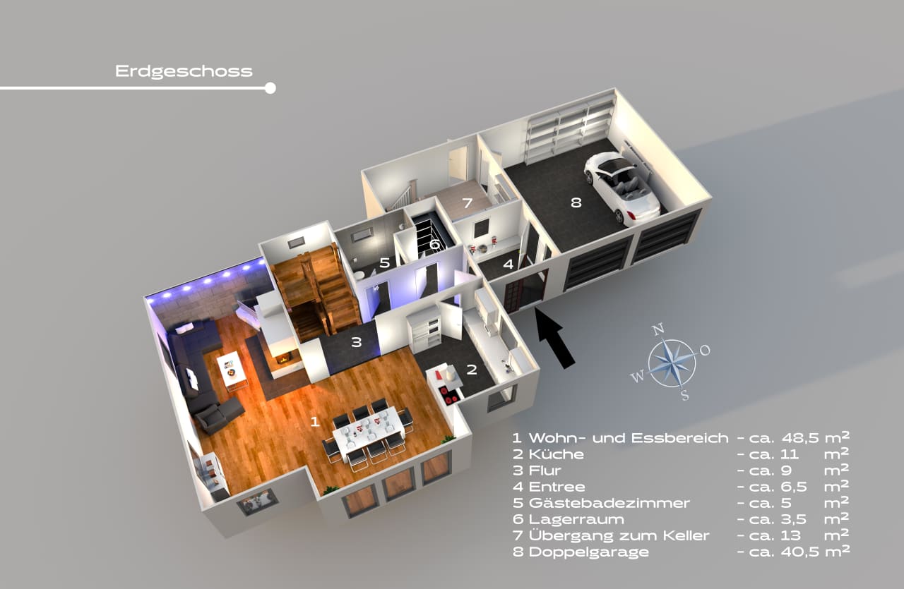 Für die bessere Visualisierung Ihrer Immobilie erstellen wir professionelle 3D-Grundrisse.