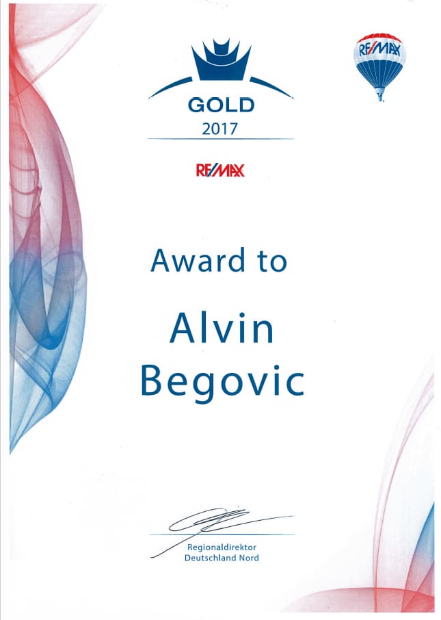 ''Gold'' Auszeichnung 2017 an Herrn Alvin Begovic