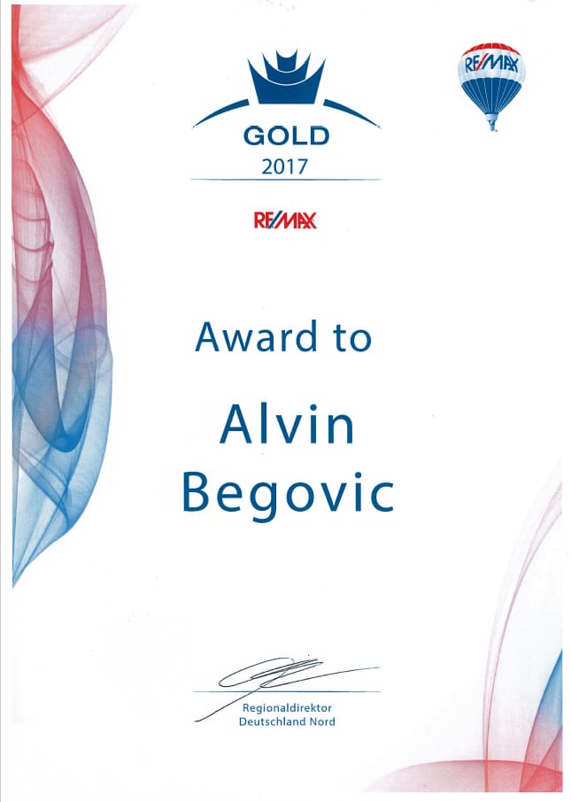 ''Gold'' Auszeichnung 2017 an Herrn Alvin Begovic