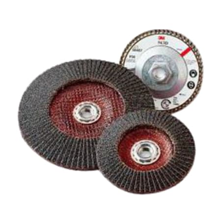 The image shown is representative of the product family and may not specifically be the individual item.  3M 563D Type 29 flap disc is constructed on a Y-weight, strong, durable cloth backing. It is an fast cutting disc with exceptionally long life, re…