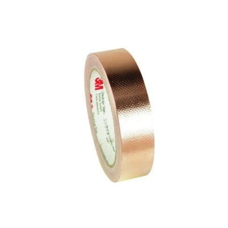 The image shown is representative of the product family and may not specifically be the individual item.  3M™ Embossed Copper Foil EMI Shielding Tape 1245 is an acrylic adhesive EMI shielding tape. This flame retardant tape is designed for applications…