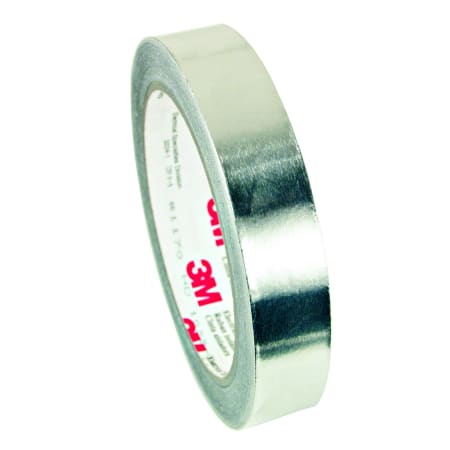 The image shown is representative of the product family and may not specifically be the individual item.  3M aluminum shielding plastic cored tape 1170 has a 2 Mil smooth aluminum foil backing with a conductive acrylic pressure sensitive adhesive and l…