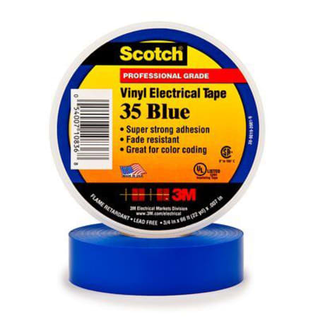 The image shown is representative of the product family and may not specifically be the individual item.  Scotch® Vinyl Color Coding Electrical Tape 35 is a 7 mil thick, premium grade, color coded electrical tape. This flame retardant tape is suitable …