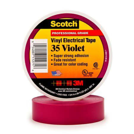 The image shown is representative of the product family and may not specifically be the individual item.  Scotch® Vinyl Color Coding Electrical Tape 35 is a 7 mil thick, premium grade, color coded electrical tape. This flame retardant tape is suitable …