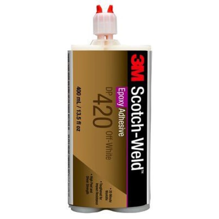 The image shown is representative of the product family and may not specifically be the individual item.  3M™ Scotch-Weld™ Epoxy Adhesive DP420 is a toughened, two-part epoxy structural adhesive that provides good strength along with high impact and fa…