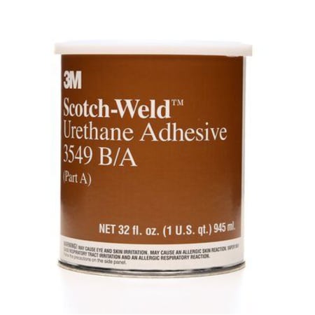 The image shown is representative of the product family and may not specifically be the individual item.  3M™ Scotch-Weld™ Urethane Adhesive 3549 is a brown, non-sag, two-component polyurethane adhesive. This urethane adhesive has a 60 minute work life…