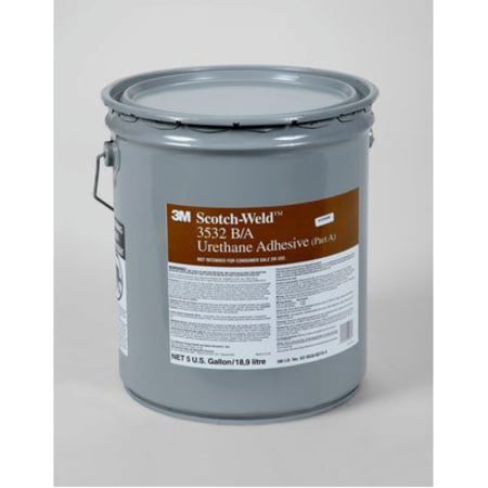 The image shown is representative of the product family and may not specifically be the individual item.  3M™ Scotch-Weld™ Urethane Adhesive 3532 is a brown, non-sag, two-component polyurethane adhesive. This urethane adhesive has a 10 minute work life…