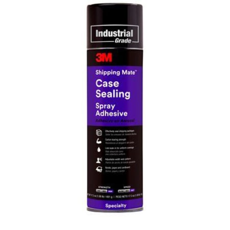 The image shown is representative of the product family and may not specifically be the individual item.  3M™ Shipping-Mate™ Case Sealing Adhesive is a clear, fast-tacking adhesive that delivers a strong bond in just 5 minutes. This case sealing adhesi…