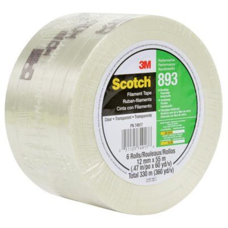 The image shown is representative of the product family and may not specifically be the individual item.  For securing boxes and pallets, bundling pipe or reinforcing large bulk containers, Scotch® Filament Tape 893 is a high-strength, reliable and aff…