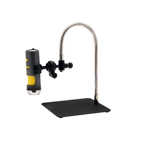 The image shown is representative of the product family and may not specifically be the individual item.  Aven flex stand with 355 mm arm length, includes (1) gooseneck clamp, metal base, mounting hardware, manual. - Aven Flex Stand.