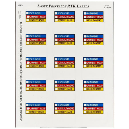 The image shown is representative of the product family and may not specifically be the individual item.  Right-To-Know Label Blanks for MarkWare® Software have a permanent, pressure sensitive adhesive backing. Labels are compatible for use with laser …