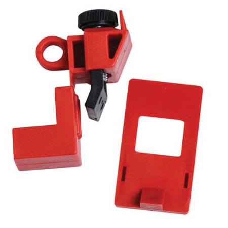 The image shown is representative of the product family and may not specifically be the individual item.  Clamp-on breaker lockouts are easy to install using patented thumbscrew design - no screwdrivers needed. Simply tighten lockout securely onto swit…