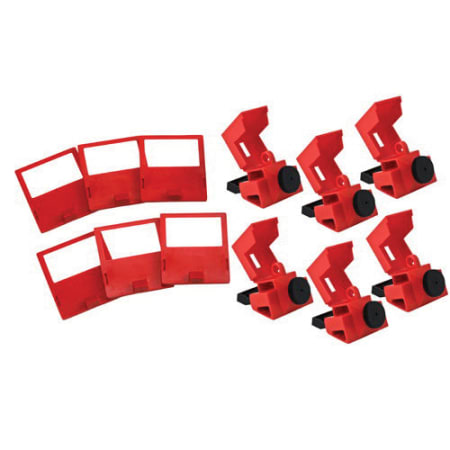 The image shown is representative of the product family and may not specifically be the individual item.  Clamp-on breaker lockouts are easy to install using patented thumbscrew design - no screwdrivers needed. Simply tighten lockout securely onto swit…