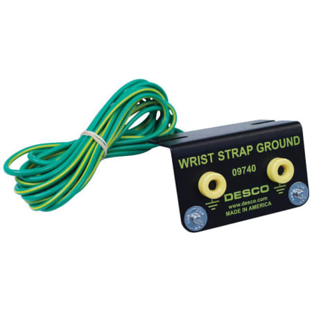 The image shown is representative of the product family and may not specifically be the individual item.  Mounts under the front edge of a workstation and allows two operators to ground their wrist straps. (2) 4 mm parking studs provided holding of wri…