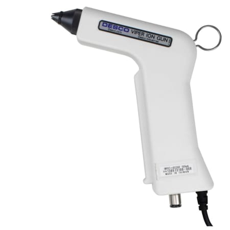 The image shown is representative of the product family and may not specifically be the individual item.  The Desco viper ion gun is a point-of-use ionizer used for neutralizing electrostatic charges to eliminate attraction, visual imperfections and co…
