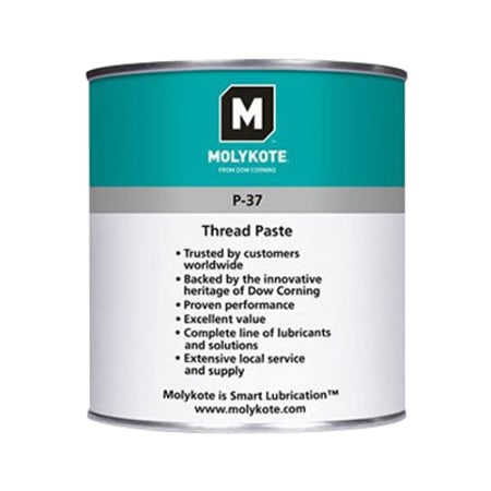 The image shown is representative of the product family and may not specifically be the individual item.  Dow Corning Molykote P-37 paste gray-black is a solid lubricant with mineral oil that is used to prevent screws from seizing at high temperatures.…