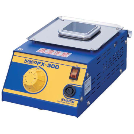 The image shown is representative of the product family and may not specifically be the individual item.  Hakko FX-300 solder pot features analog functionality and a rugged ceramic heating element. This soldering pot is lead-free compatible and can acc…