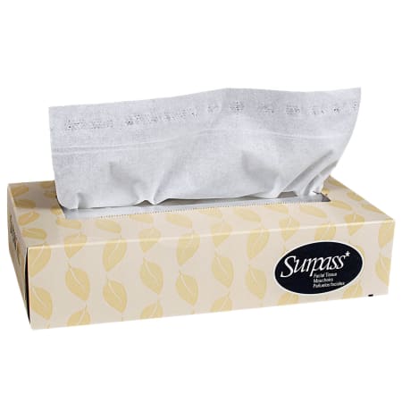 The image shown is representative of the product family and may not specifically be the individual item.  Kimberly Clark Surpass facial tissue, from the makers of Kleenex and Scott Brands. This flat box of tissues feature 2-ply utility for strength and…