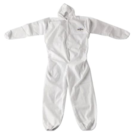 The image shown is representative of the product family and may not specifically be the individual item.  Kimberly-Clark Professional® 2X White KleenGuard® A20 Disposable Coverall is made from a patented Microforce™ barrier SMS fabric to provide excell…