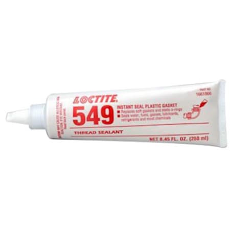 The image shown is representative of the product family and may not specifically be the individual item.  Loctite 549 is a ready-to-use, single component, gel-like anaerobic thread sealant that cures at room temperature when it is isolated from air con…