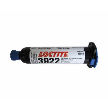 The image shown is representative of the product family and may not specifically be the individual item.  Loctite AA 3922 is a transparent, colorless, light-cured acrylic-based adhesive designed to deliver flexible bonds when joining stress-sensitive p…