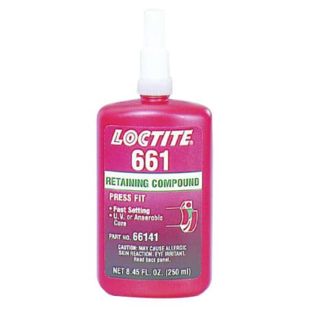 The image shown is representative of the product family and may not specifically be the individual item.  Loctite 661 cures when confined in the absence of air between close fitting metal surfaces. Loctite 661 is designed for the bonding of cylindrical…