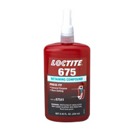 The image shown is representative of the product family and may not specifically be the individual item.  Loctite product 675 is a general purpose adhesive used primarily for joining cylindrical assemblies of all types. It is a low viscosity, self-hard…