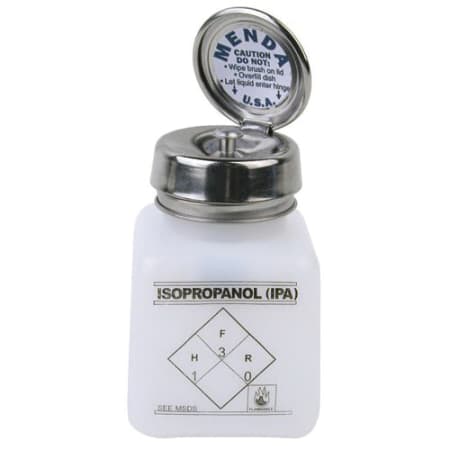 The image shown is representative of the product family and may not specifically be the individual item.  Menda dispenser bottle dispenses approximately 2cc of liquid with each pump. Now available imprinted with the most commonly used chemical names an…