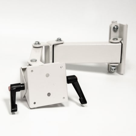 The image shown is representative of the product family and may not specifically be the individual item.  Treston LCD screen holder with a double arm, suitable for VESA 75 and 100 standards. Arm mounts to slotted uprights and is adjustable for correct …