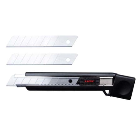 The image shown is representative of the product family and may not specifically be the individual item.  The X-ACTO heavy-duty snap-off knife features a blade that is tough enough to cut through almost any material and is great for tough home construc…