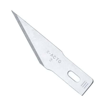 The image shown is representative of the product family and may not specifically be the individual item.  The #2 single ended blade from X-ACTO is a heavy-duty blade designed to cut through medium density materials while maintaining an exceptional leve…
