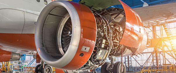 Plane engine being serviced