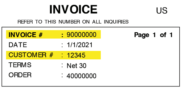 Invoice and Customer Numbers