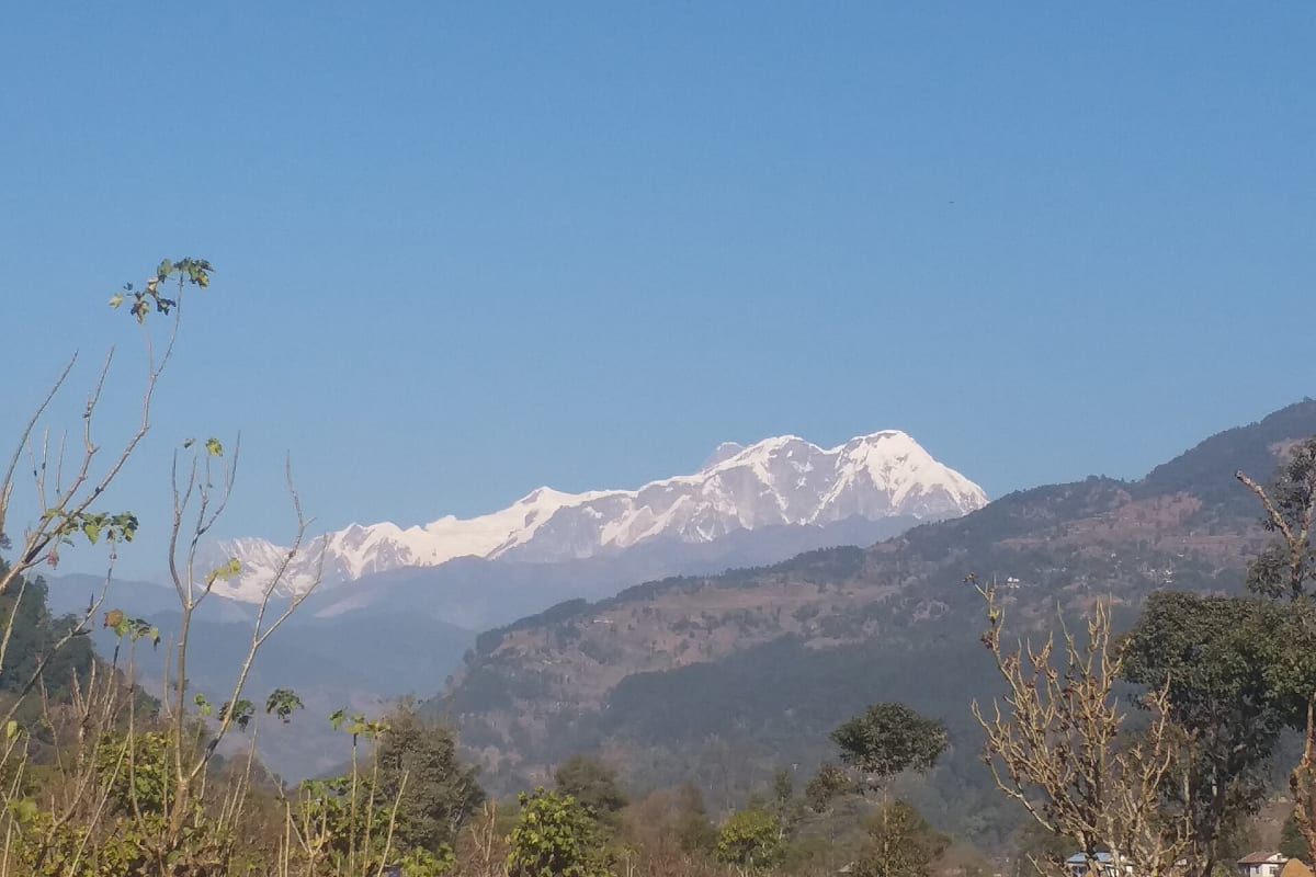 Lamjung Himal seen from the Ghalegaun ridge, Nepal.