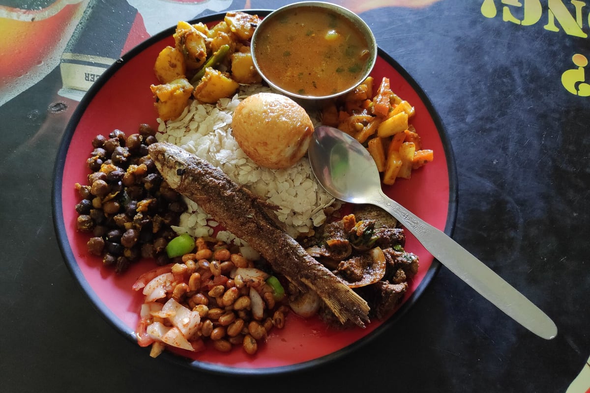 A Newari khaja set of traditional snacks, Kathmandu, Nepal.