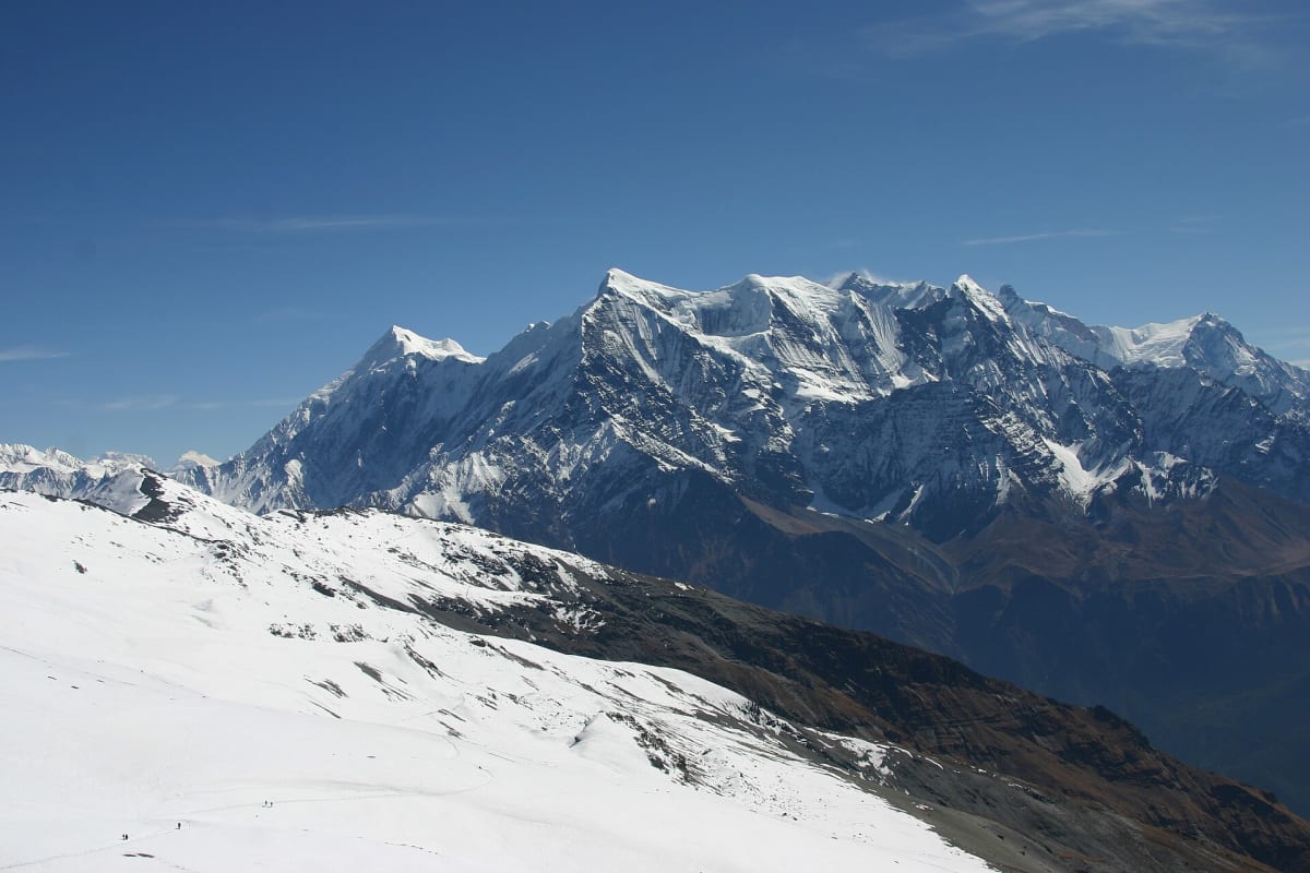 The Nilgiri peaks seen on the way to the French Col, Nepal.